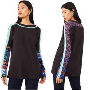 Free People On My Way Cuff Long Sleeve Tee Washed Black Women’s Small